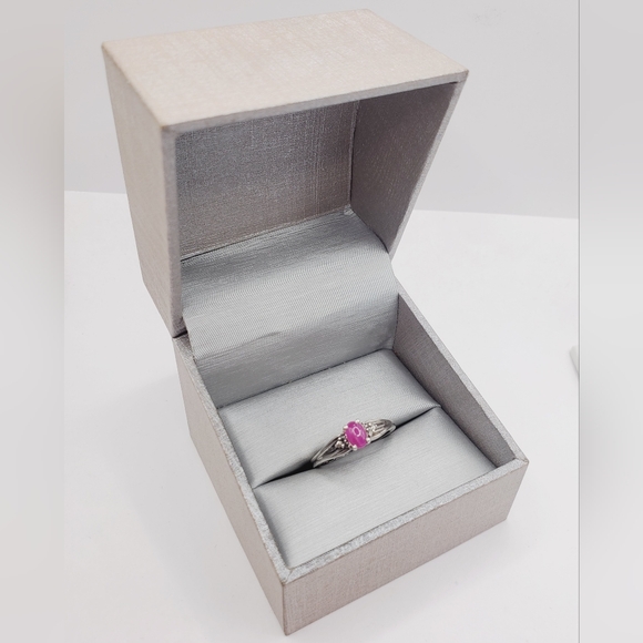 Genuine Oval Pink Sapphire Cabochon 925 Sterling Silver Ring - Picture 8 of 8